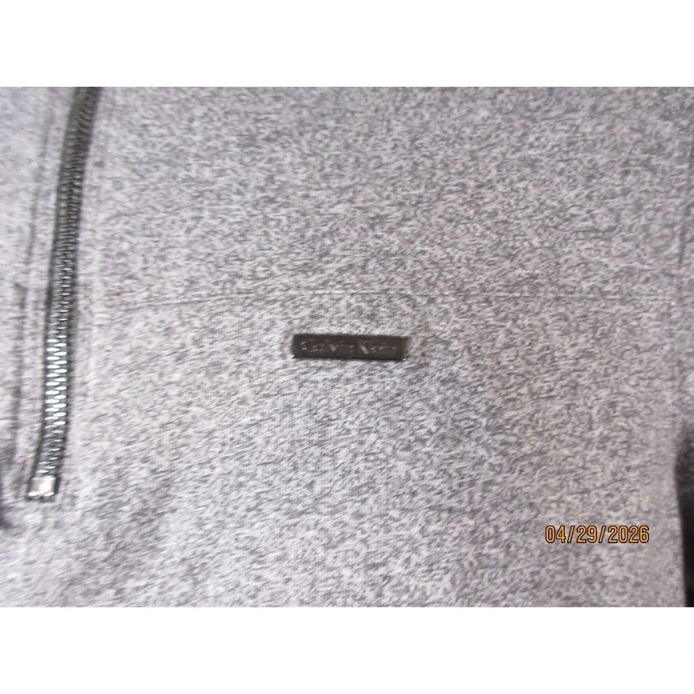 Calvin Klein Men's Quarter Zip Pullover Heather Grey Mock Neck Logo Top Size M - Picture 4 of 8
